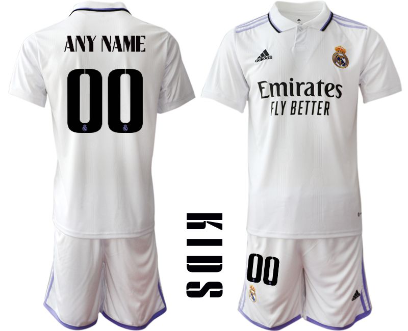 Youth 2022-2023 Club Real Madrid home white customized Soccer Jersey->youth soccer jersey->Youth Jersey